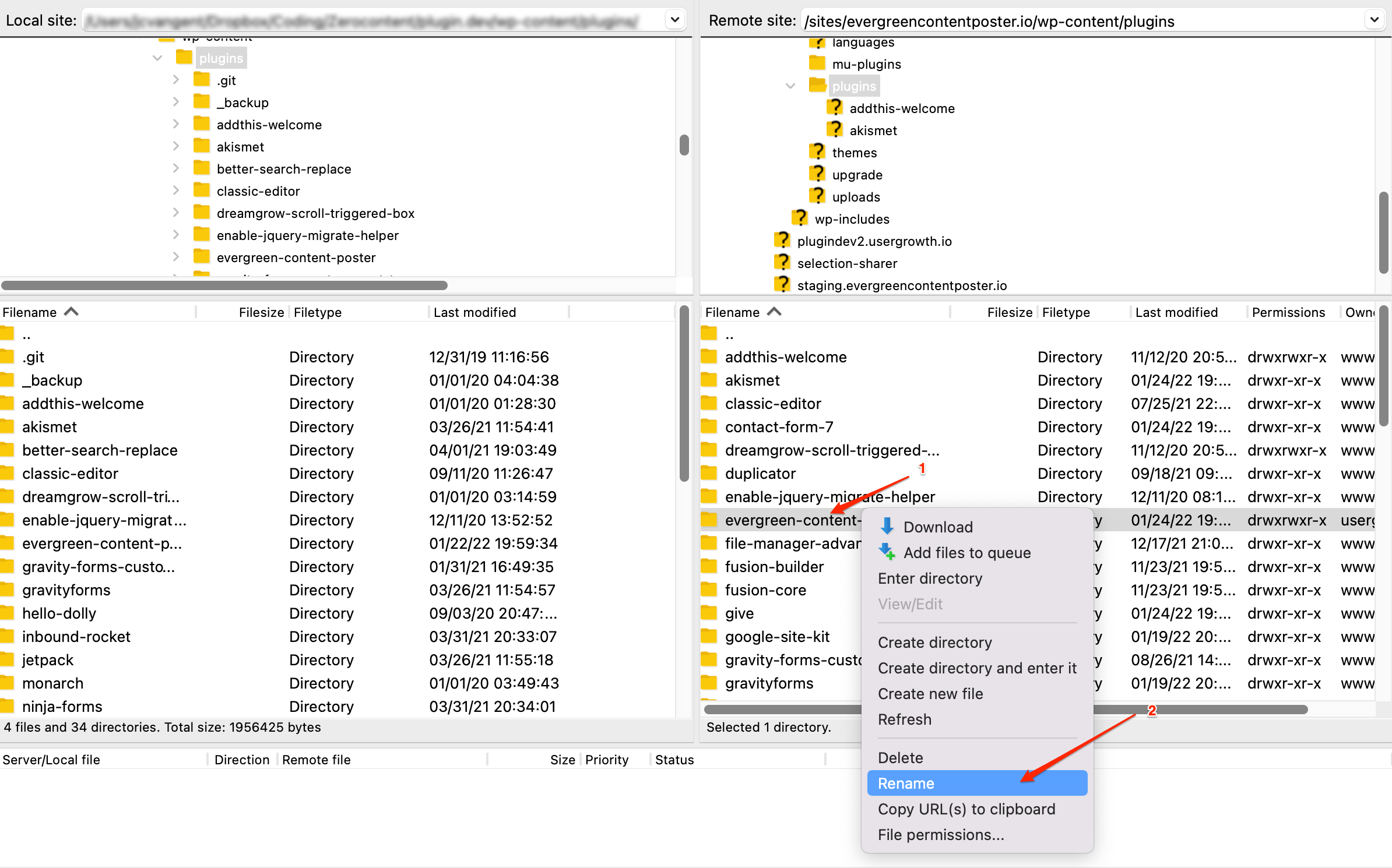 manually updating a WordPress plugin renaming the old plugin