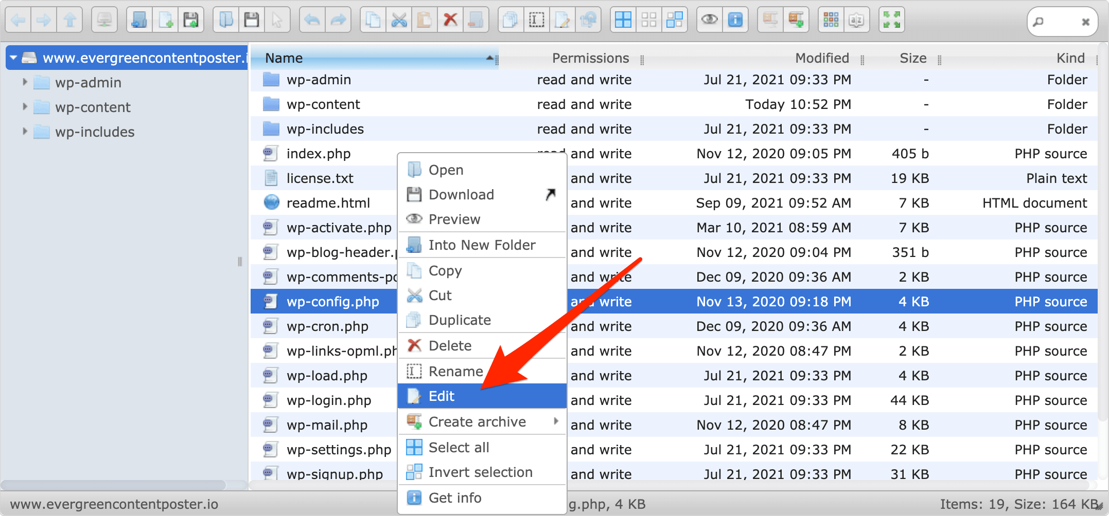 Editing your wp-config file using File Manager Advanced