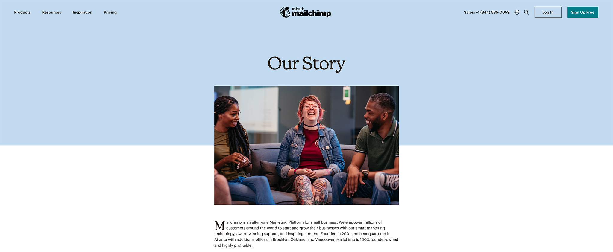 The Mailchimp about us page