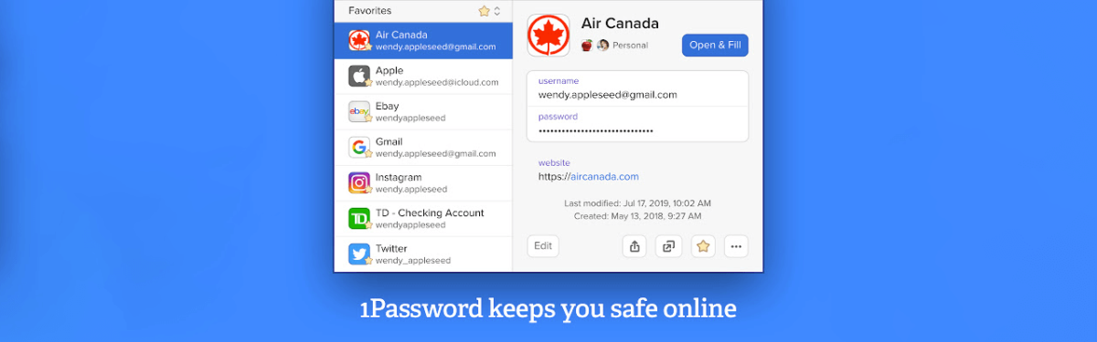 1Password keeps you safe online with their browser extension