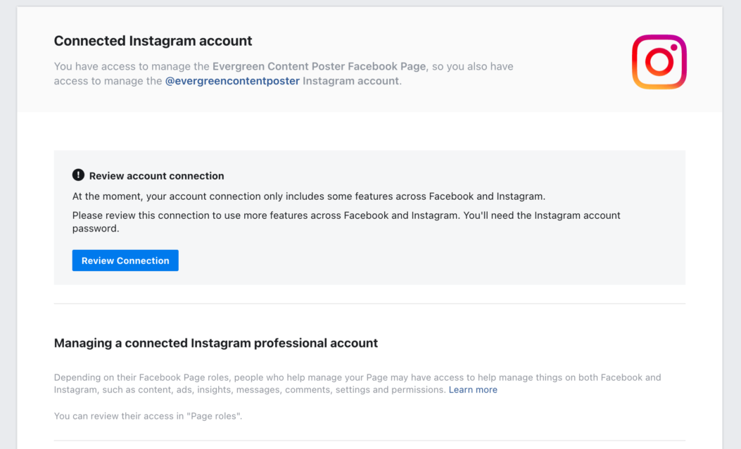 Convert Personal to Business Instagram account - Instagram connected