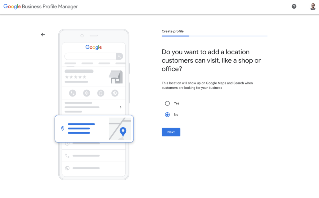 Adding your business to Google, step 3, enter your address or operating area