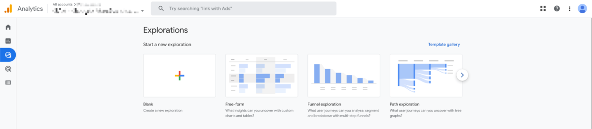 Analyzing data in Google Analytics 4, using the explorations tab