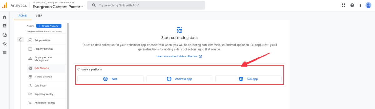 Step 2: create a Google Analytics account; start collecting data